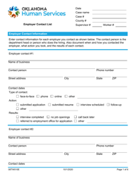 Form 08TW010E Employer Contact List - Oklahoma