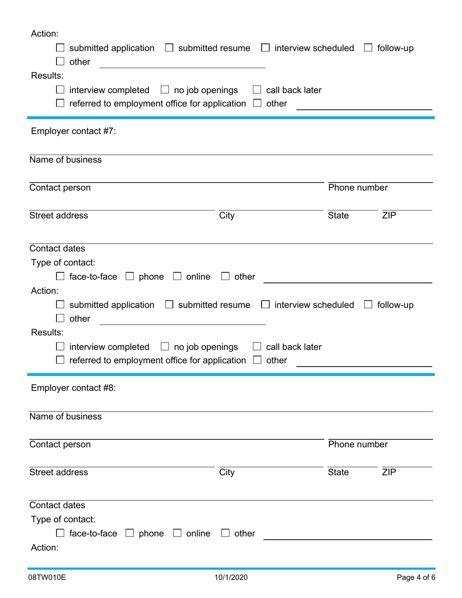 Form 08TW010E Employer Contact List - Oklahoma, Page 4
