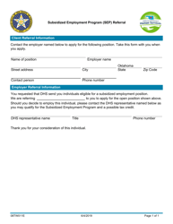 Document preview: Form 08TW011E (TW-11) Subsidized Employment Program (Sep) Referral - Oklahoma