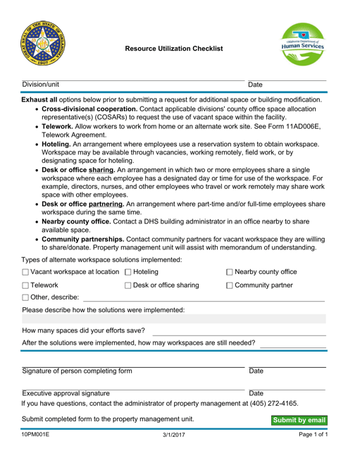 Form 10PM001E  Printable Pdf