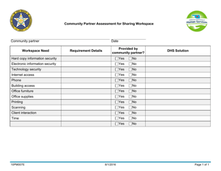 Document preview: Form 10PM007E Community Partner Assessment for Sharing Workspace - Oklahoma