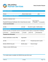 Form 11PE017E Salary Exception Request - Oklahoma