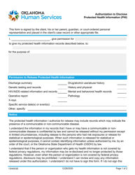 Document preview: Form 13HI003E (08HI003E; HIPAA-3) Authorization to Disclose Protected Health Information (Phi) - Oklahoma