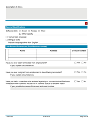Form 11PE014E Application for Temporary Employment (999) - Oklahoma, Page 3