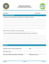 Document preview: Form 13HI007E (HIPAA-007; 08HI007E) Request for Amendment of Protected Health Information - Oklahoma