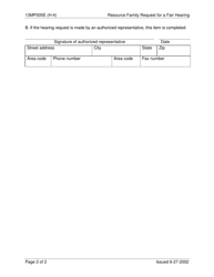 Form 13MP005E (H-4) Resource Family Request for a Fair Hearing - Oklahoma, Page 2