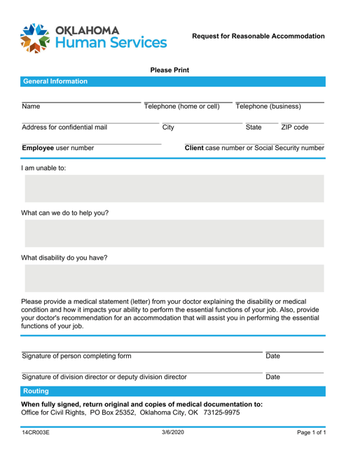 Form 14CR003E (ADA-1)  Printable Pdf