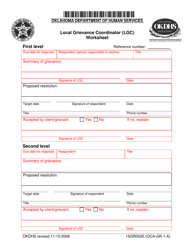 Document preview: Form 15GR002E (OCA-GR-1-A) Local Grievance Coordinator (Lgc) Worksheet - Oklahoma