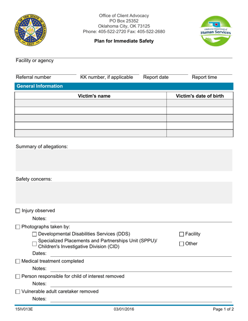 Form 15IV013E  Printable Pdf