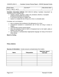 Form 15IV007E (OCA-7) Caretaker Conduct Review Report - Okdhs Operated Facility - Oklahoma, Page 2