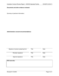 Form 15IV007E (OCA-7) Caretaker Conduct Review Report - Okdhs Operated Facility - Oklahoma, Page 3