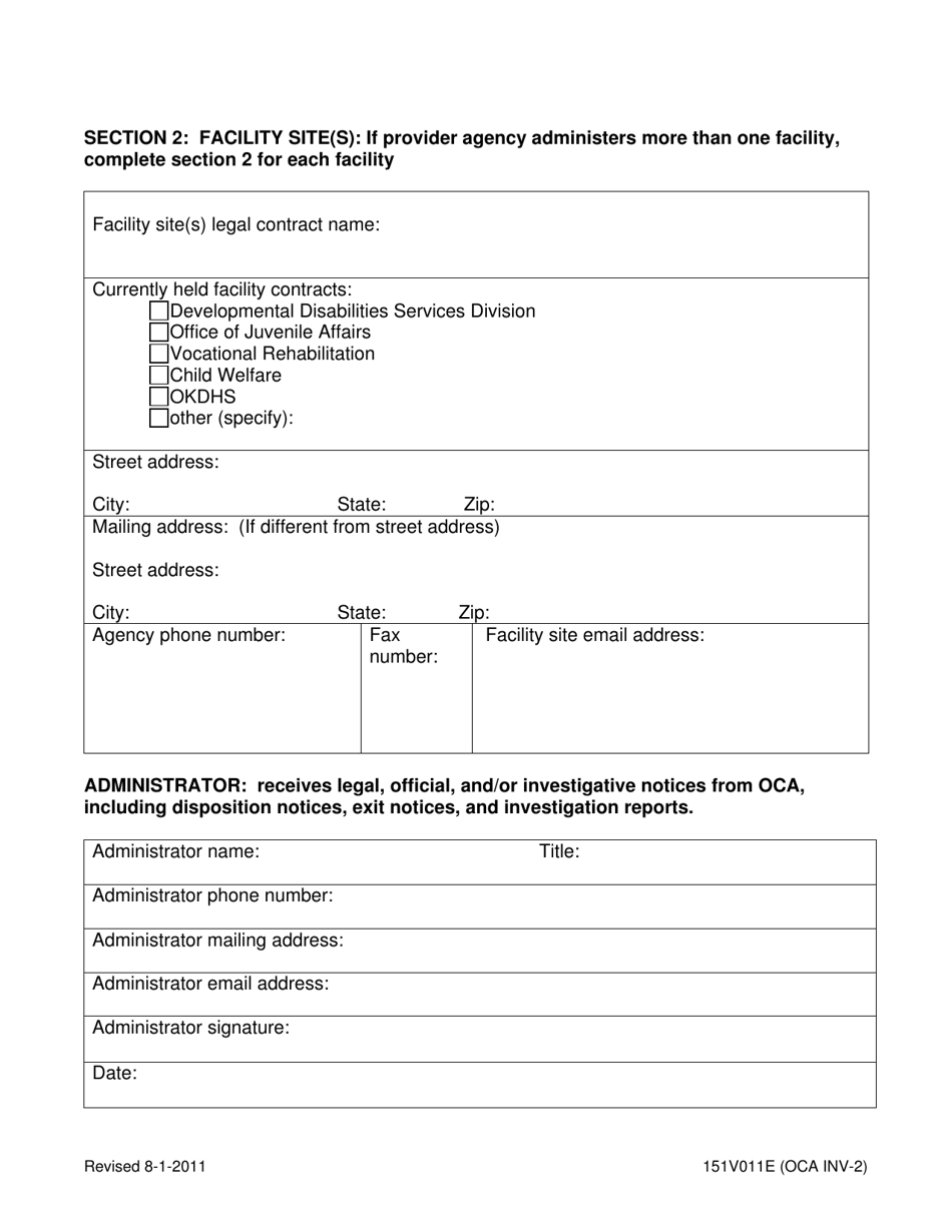 Form 15IV011E (OCA INV-2) Designation of Contact Person for Client Investigations - Oklahoma, Page 2