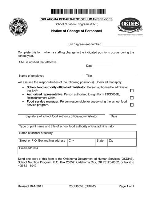 Form 23CD005E (CDU-2)  Printable Pdf