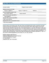 Form 23CD006E (CDU-SNP-1) Reimbursement Claim - School Nutrition Programs - Oklahoma, Page 3