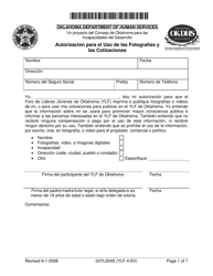 Document preview: Formulario 24YL004S (YLF-4-SV) Autorizacion Para El Uso De Las Fotografias Y Las Cotizaciones - Oklahoma (Spanish)