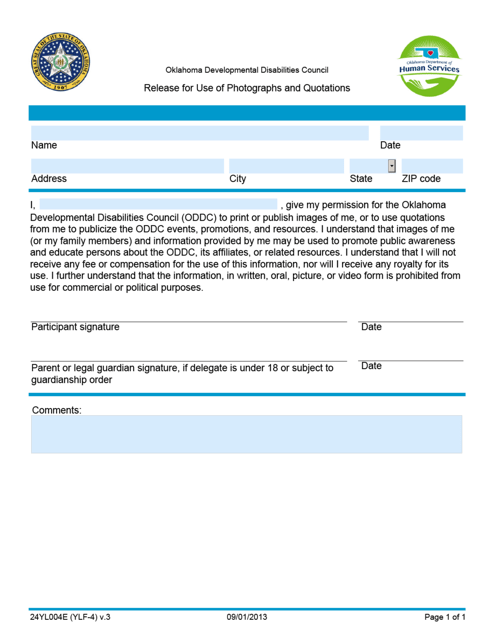 Form 24YL004E (YLF-004)  Printable Pdf