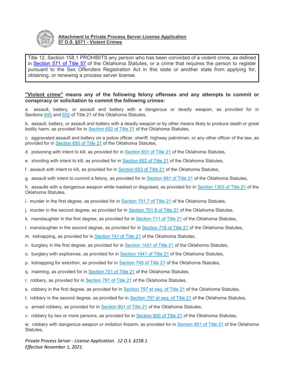 Application for Statewide License - Private Process Server - Oklahoma, Page 3