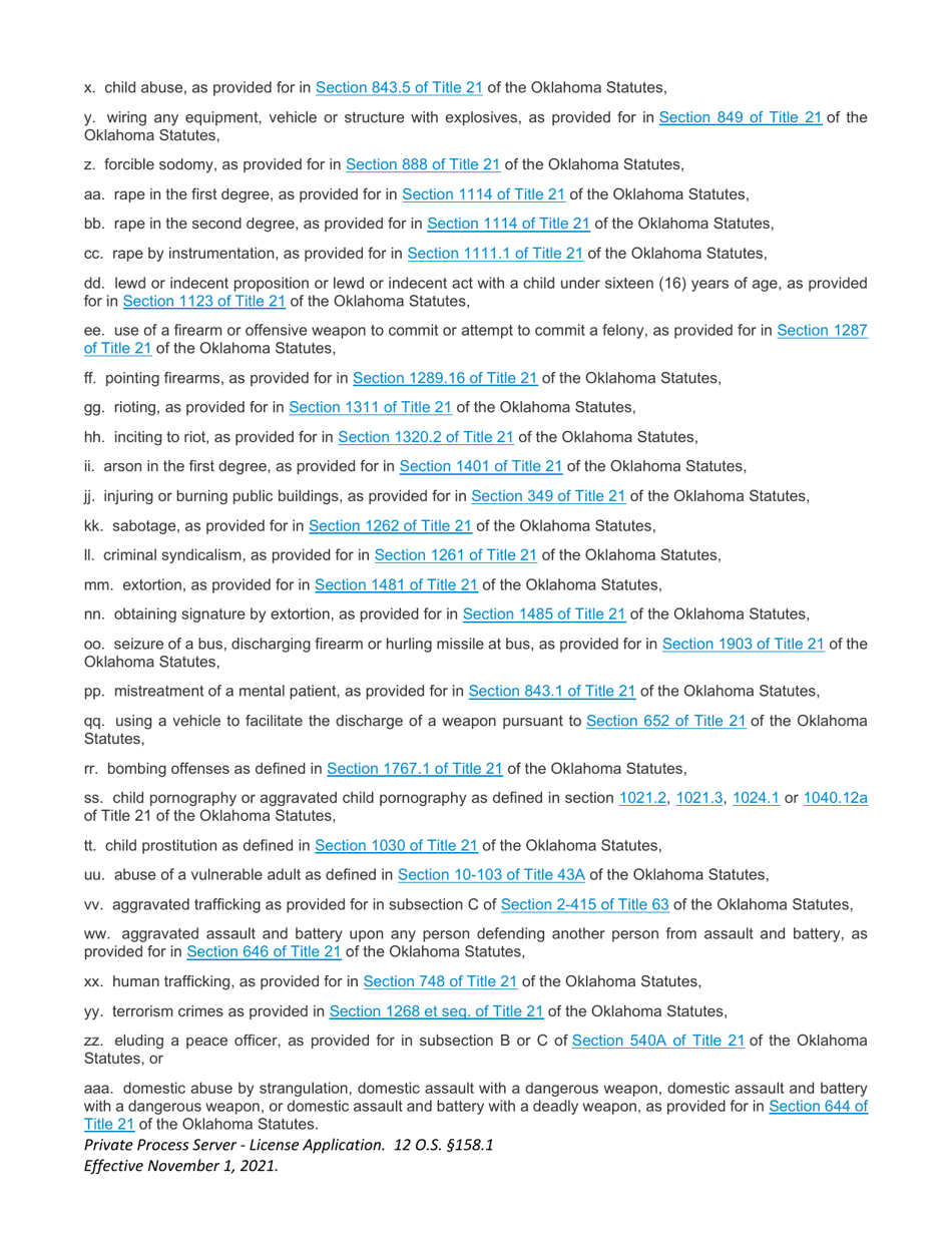 Application for Statewide License - Private Process Server - Oklahoma, Page 4