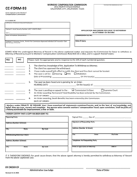 CC- Form 93 &quot;Application and Order for Leave to Withdraw as Attorney of Record&quot; - Oklahoma