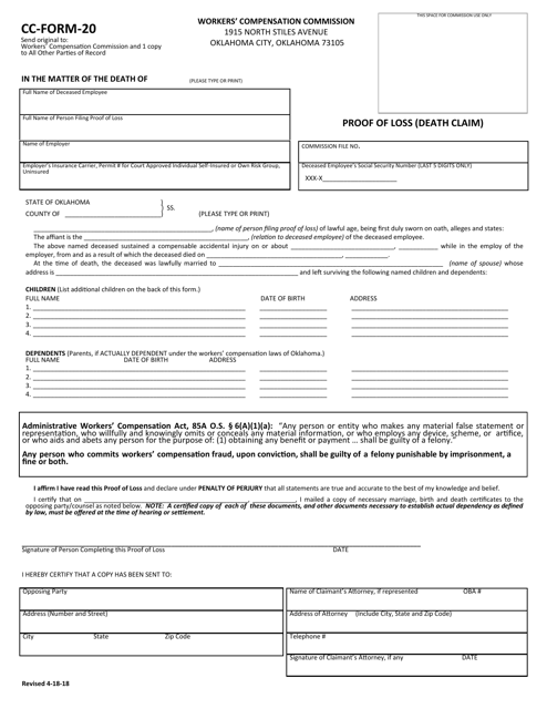 CC- Form 20  Printable Pdf