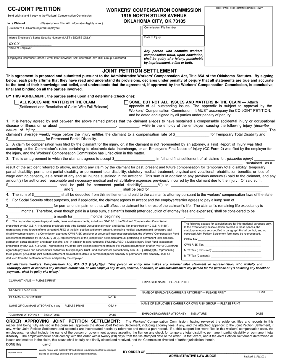 Form CC-JOINT PETITION Download Fillable PDF or Fill Online Joint ...