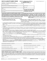 Document preview: Death Claim Settlement Order - Oklahoma