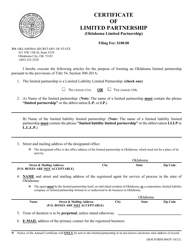 SOS Form 0043 Certificate of Limited Partnership (Oklahoma Limited Partnership) - Oklahoma, Page 3