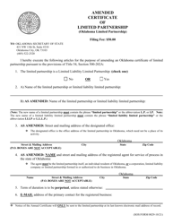 Document preview: SOS Form 0029 Amended Certificate of Limited Partnership (Oklahoma Limited Partnership) - Oklahoma
