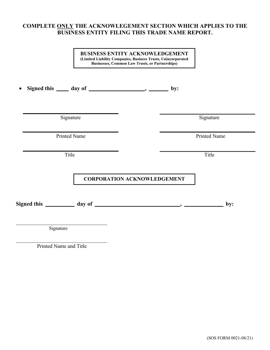 SOS Form 0021 Trade Name Report - Oklahoma, Page 2