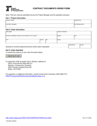 Document preview: Form 734-2842 Contract Documents Order Form - Oregon
