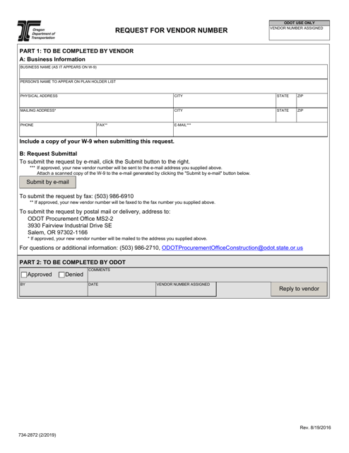 Form 734-2872  Printable Pdf