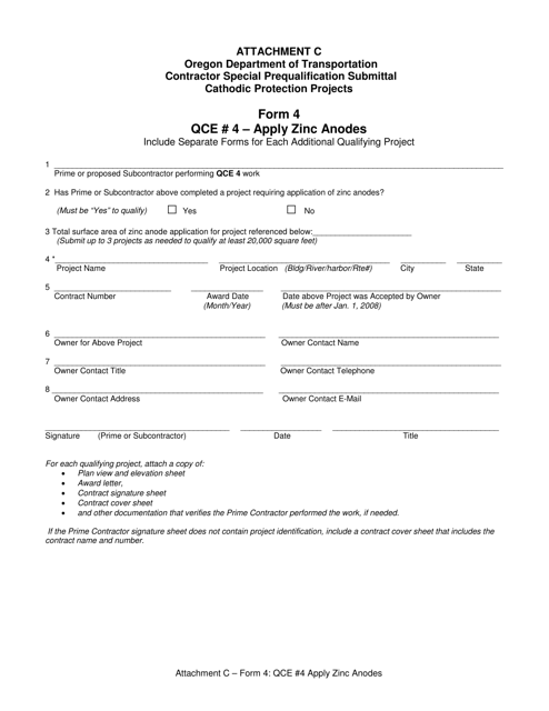 Form 4 Attachment C Qce 4 - Apply Zinc Anodes - Oregon