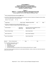 Form 1 Attachment C &quot;Qce 1 - Locate and Replace Damaged Concrete&quot; - Oregon