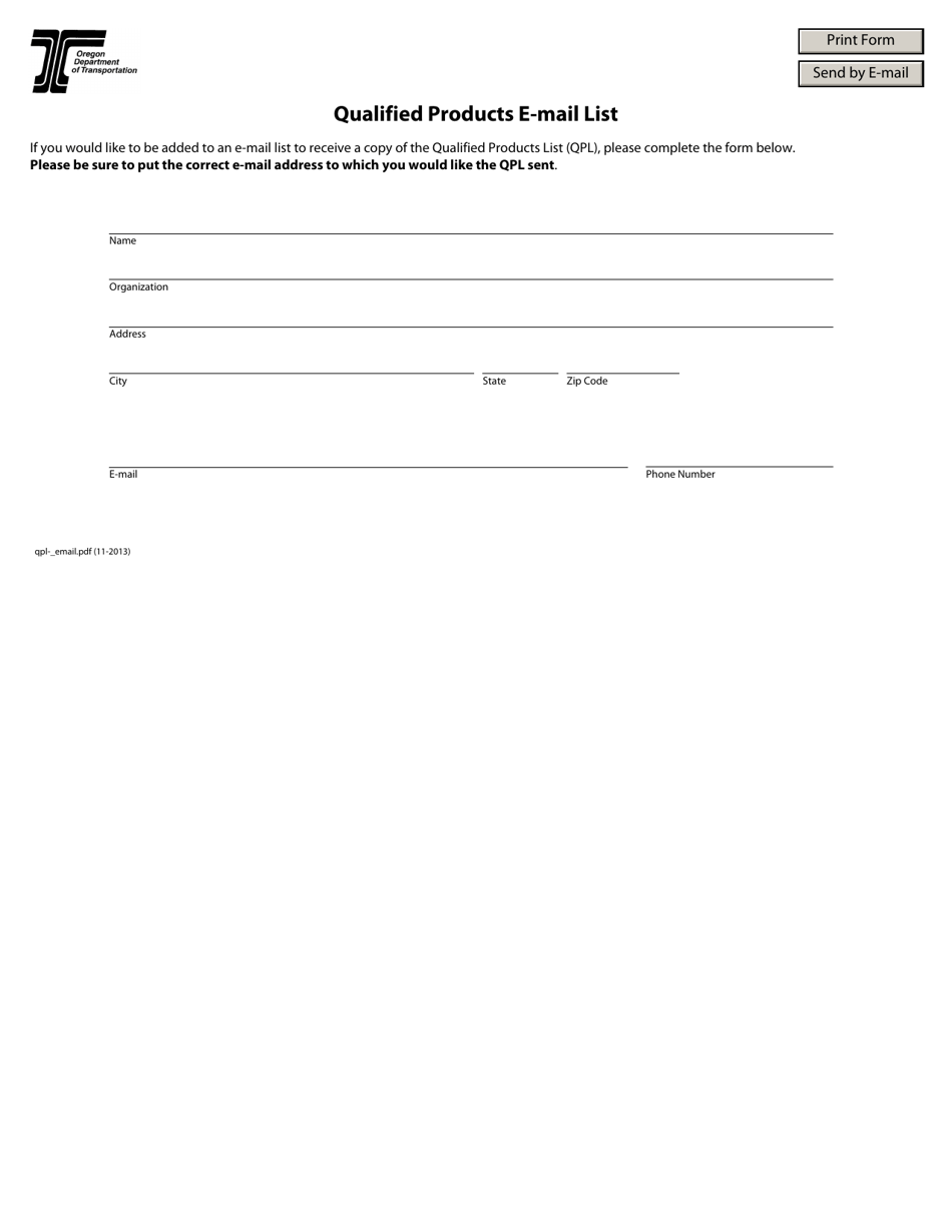 Qualified Products E-Mail List - Oregon, Page 1