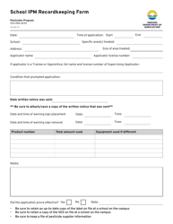 School Ipm Recordkeeping Form (Option 2) - Oregon, Page 3