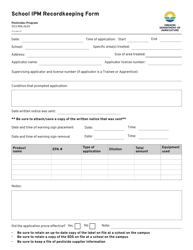 School Ipm Recordkeeping Form (Option 1) - Oregon, Page 2