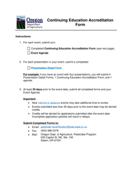 Document preview: Continuing Education Accreditation Form - Oregon