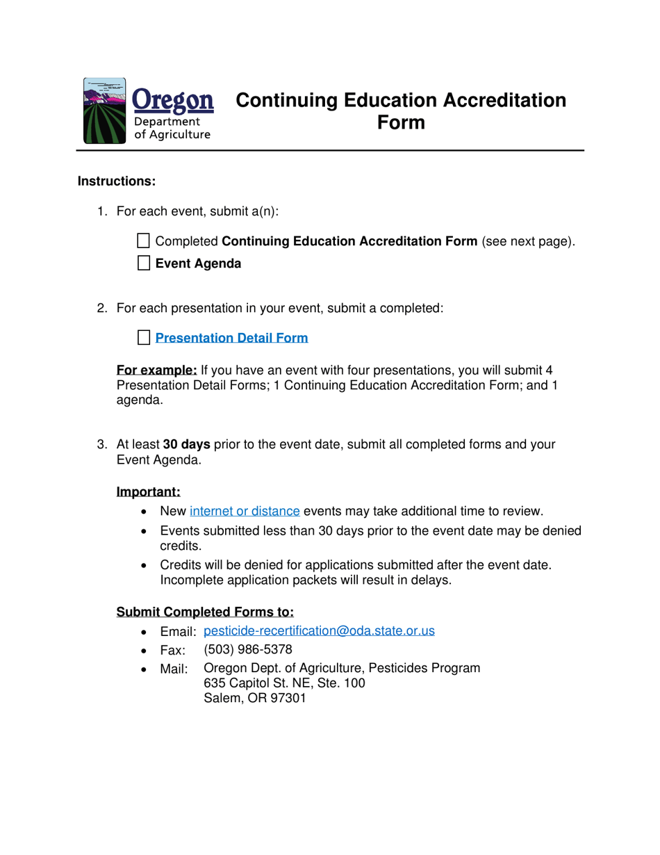 Oregon Continuing Education Accreditation Form - Fill Out, Sign Online ...