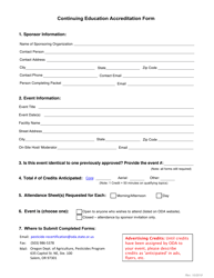 Continuing Education Accreditation Form - Oregon, Page 2