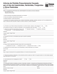 Informe De Perdida Presuntamente Causada Por El Uso De Insecticidas, Herbicidas, Fungicidas Y Otros Pesticidas - Oregon (Spanish), Page 3