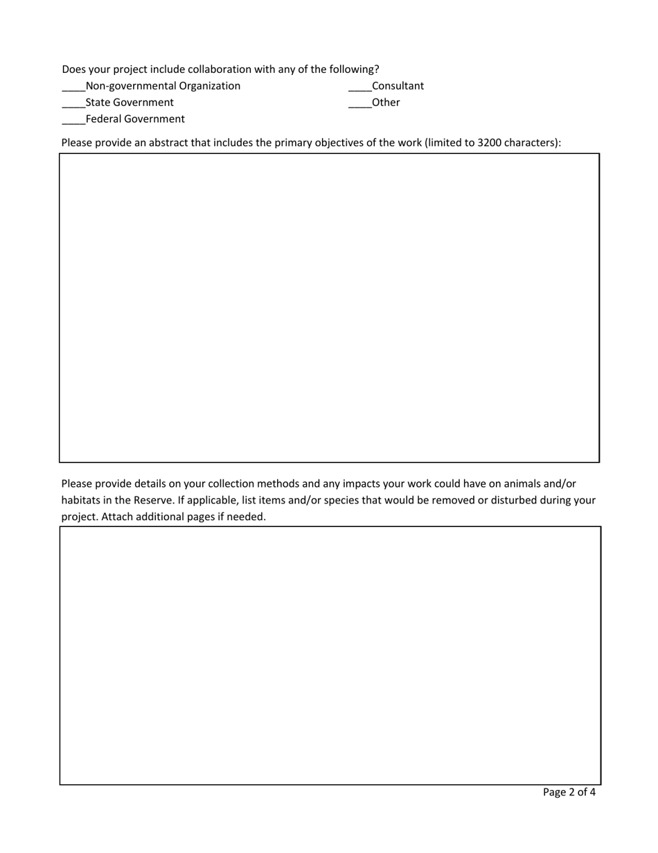 Permit for Project Work in South Slough National Estuarine Research Reserve - Oregon, Page 2