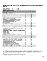 Part 5 Oregon Territorial Sea Plan - Resource Inventory Checklist and Effects Evaluation Checklist for Proposed Ocean Renewable Energy Projects in Oregon&#039;s Territorial Sea - Oregon, Page 2