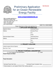 Document preview: Preliminary Application for an Ocean Renewable Energy Facility - Oregon