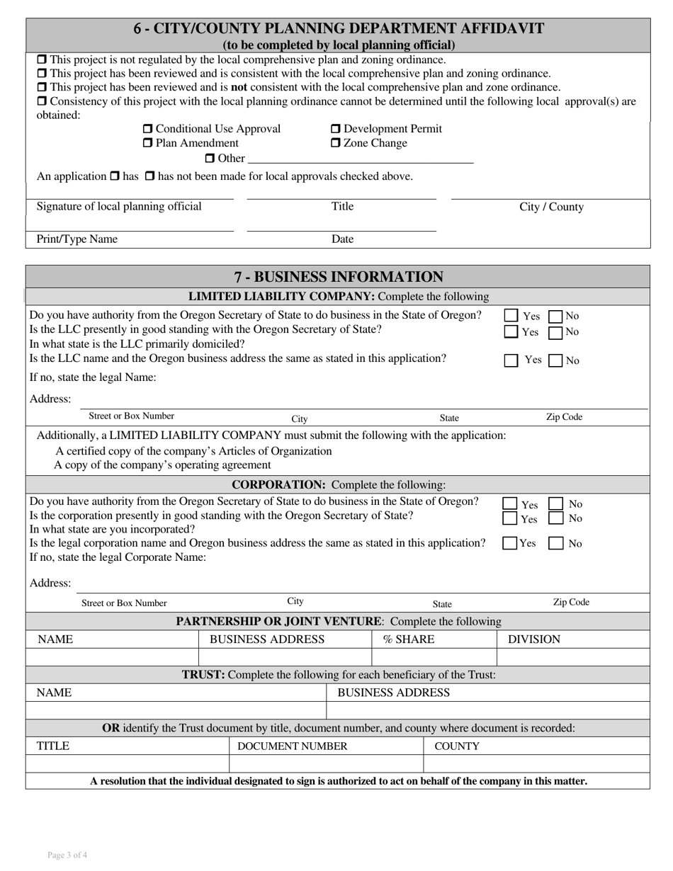 Waterway Lease Application Form - Oregon, Page 3