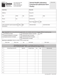 Document preview: Animal Health Laboratory Commercial Submission Form - Poultry - Oregon