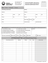 Document preview: Animal Health Laboratory General Submission Form - Oregon