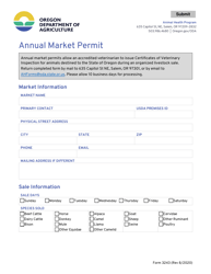 Document preview: Form 3243 Annual Market Permit - Oregon