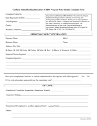 Document preview: Confined Animal Feeding Operations (Cafo) Program Water Quality Complaint Form - Oregon