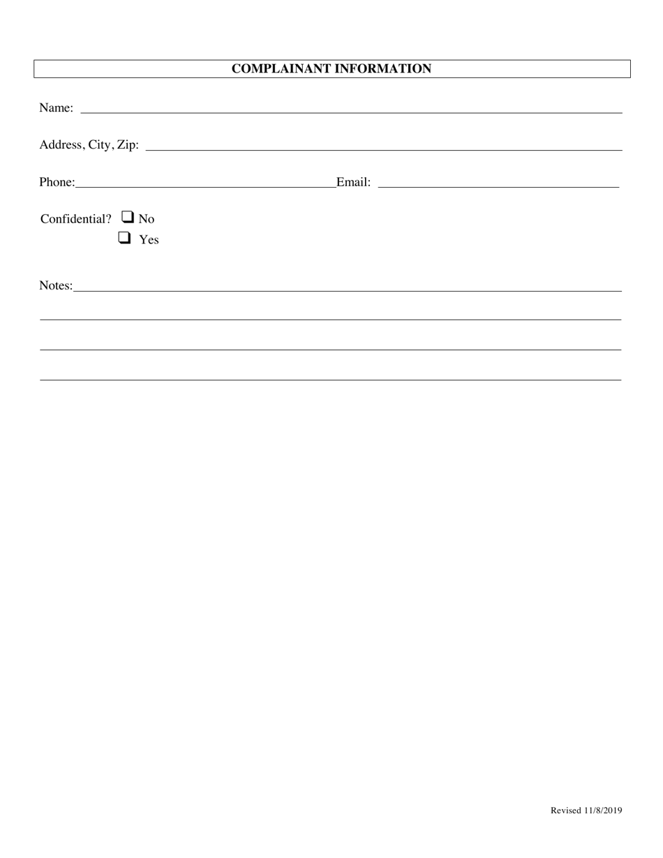 Confined Animal Feeding Operations (Cafo) Program Water Quality Complaint Form - Oregon, Page 2