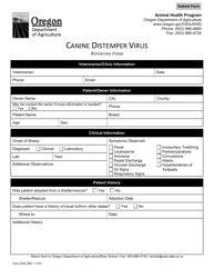 Document preview: Form 3242 Canine Distemper Virus Reporting Form - Oregon
